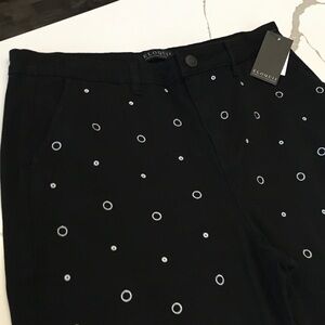 NWT Eloquii Black with White Circle Pattern Jeans Women Size 16